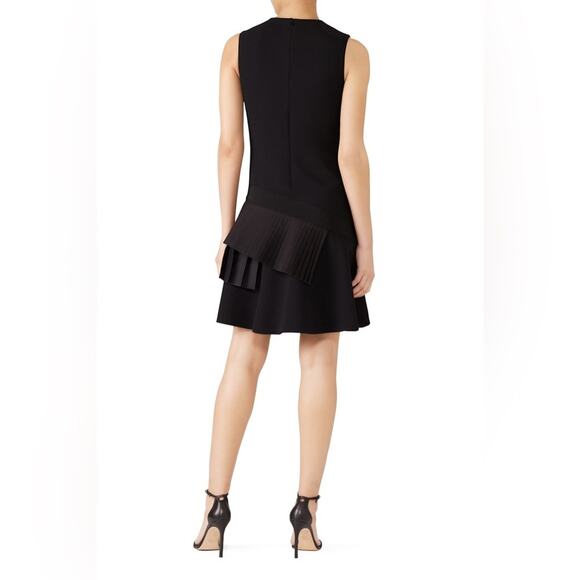 Victoria Beckham Asymmetric Pleated Tiered Crepe Shift Dress Black Size 10 - Picture 2 of 10